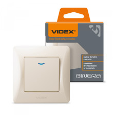 Вимикач одноклавішний з підсвіткою кремовий VIDEX BINERA