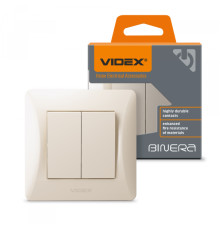 Вимикач двоклавішний кремовий VIDEX BINERA
