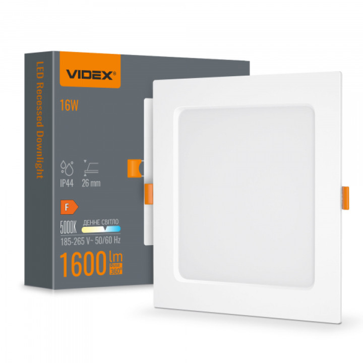 LED світильник Back вбудований квадрат VIDEX 16W 5000K · VIDEX · 26342