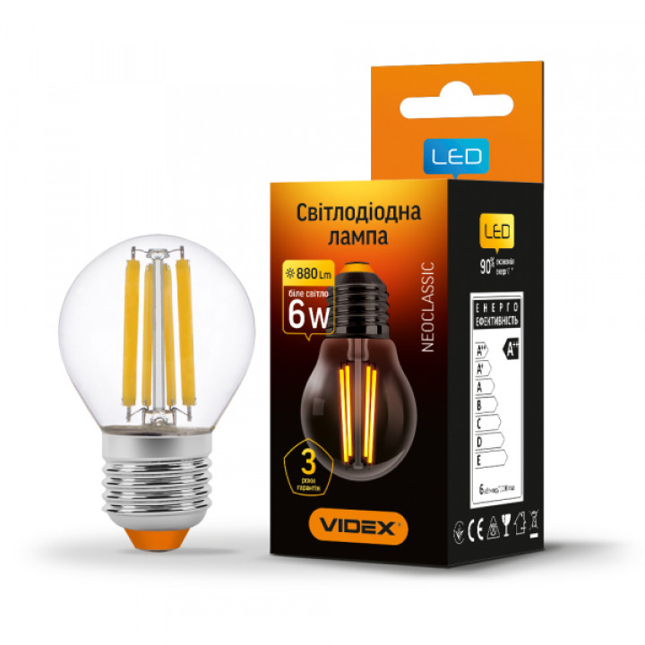 LED лампа VIDEX Filament G45F 6W E27 4100K · VIDEX · 25799