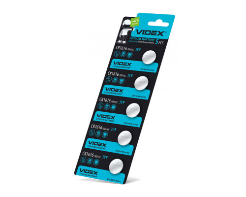 Батарейка літієва Videx CR1616 5шт BLISTER CARD