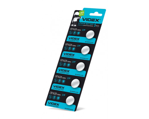 Батарейка літієва Videx CR1620 5шт BLISTER CARD