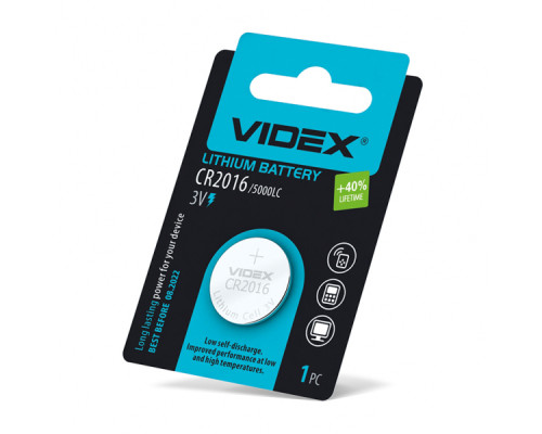 Батарейка літієва Videx CR2016 1шт BLISTER CARD