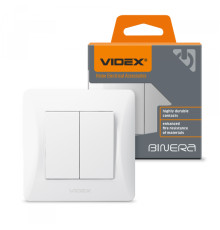 Вимикач двоклавішний білий VIDEX BINERA