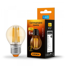 LED лампа VIDEX Filament G45FA 6W E27 2200K бронза