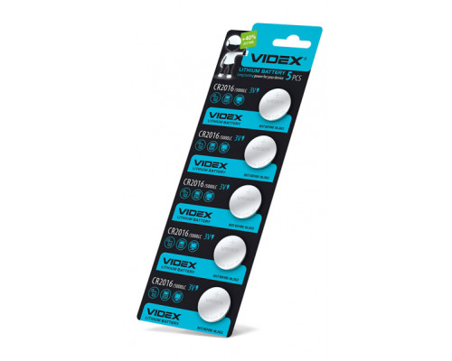 Батарейка літієва Videx CR2016 5шт BLISTER CARD
