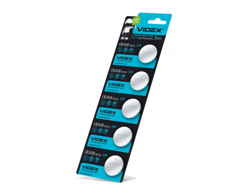 Батарейка літієва Videx CR2430 5шт BLISTER CARD