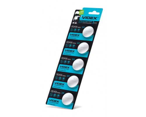 Батарейка літієва Videx CR2450 5шт BLISTER CARD