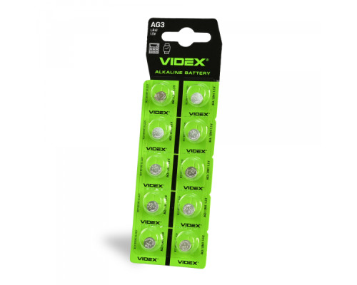 Батарейка годинникова Videx AG 3/LR41 BLISTER CARD 10 шт
