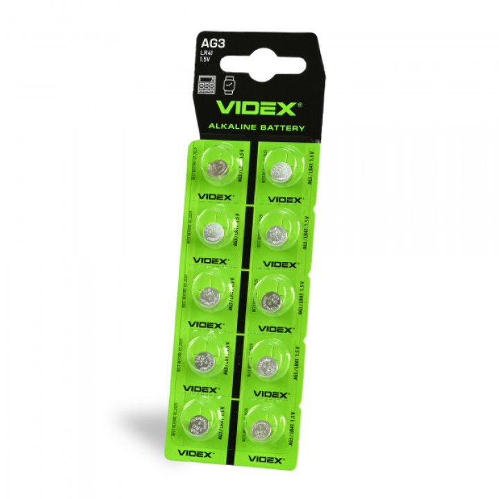 Батарейка годинникова Videx AG 3/LR41 BLISTER CARD кратно10 шт · VIDEX · 23266