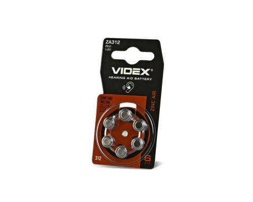 Батарейка повітряно цинкова Videx ZA312 (PR41) BLISTER 6