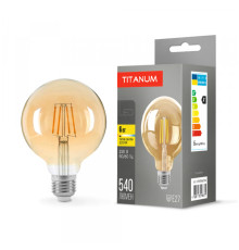 LED лампа TITANUM  Filament G95 6W E27 2200K бронза