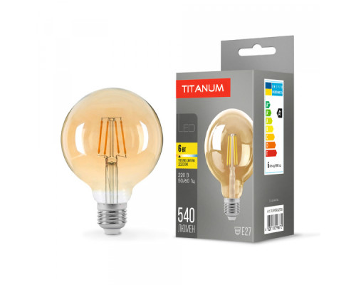 LED лампа TITANUM  Filament G95 6W E27 2200K бронза