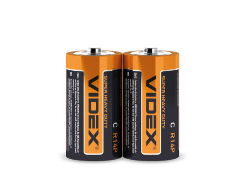 Батарейка сольова Videx R14P/C 2шт SHRINK