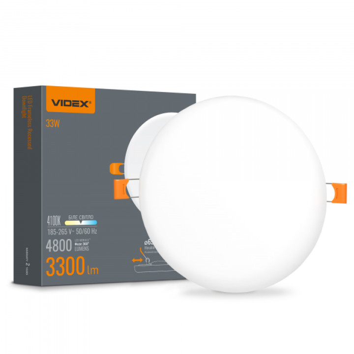 LED світильник безрамковий круглий VIDEX 33W 4100K · VIDEX · 25144