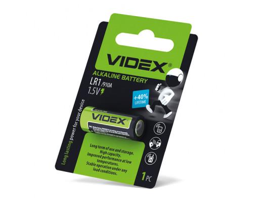 Батарейка лужна Videx LR1 1шт BLISTER