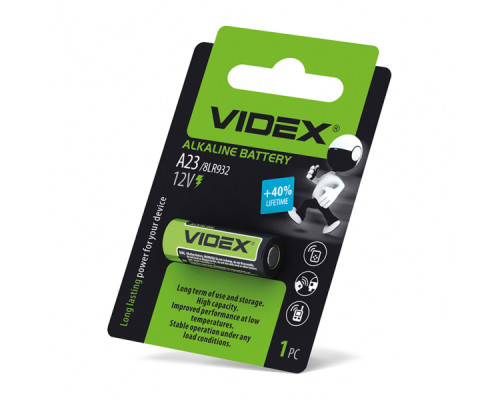 Батарейка лужна Videx А23/Е23А 1шт BLISTER CARD