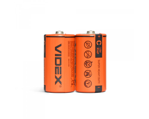 Батарейка сольова Videx R14P/C 2шт SHRINK