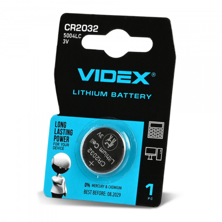 Батарейка літієва Videx CR2032 1шт BLISTER CARD · VIDEX · 24234