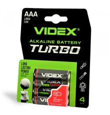 Батарейка лужна Videx LR03/AAA Turbo 4шт BLISTER