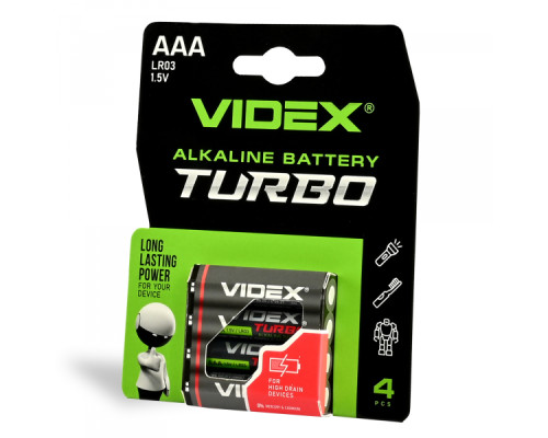 Батарейка лужна Videx LR03/AAA Turbo 4шт BLISTER