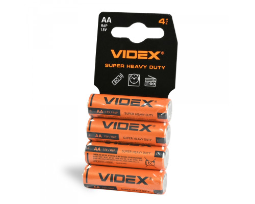 Батарейка сольова Videx R6P/AA 4шт SHRINK CARD