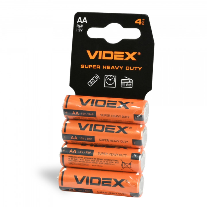 Батарейка сольова Videx R6P/AA 4шт SHRINK CARD ціна за 1 шт · VIDEX · 21157