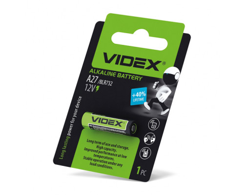 Батарейка лужна Videx А27 1шт BLISTER CARD