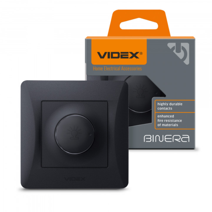 Димер 600Вт чорний графіт VIDEX BINERA · VIDEX · 24464