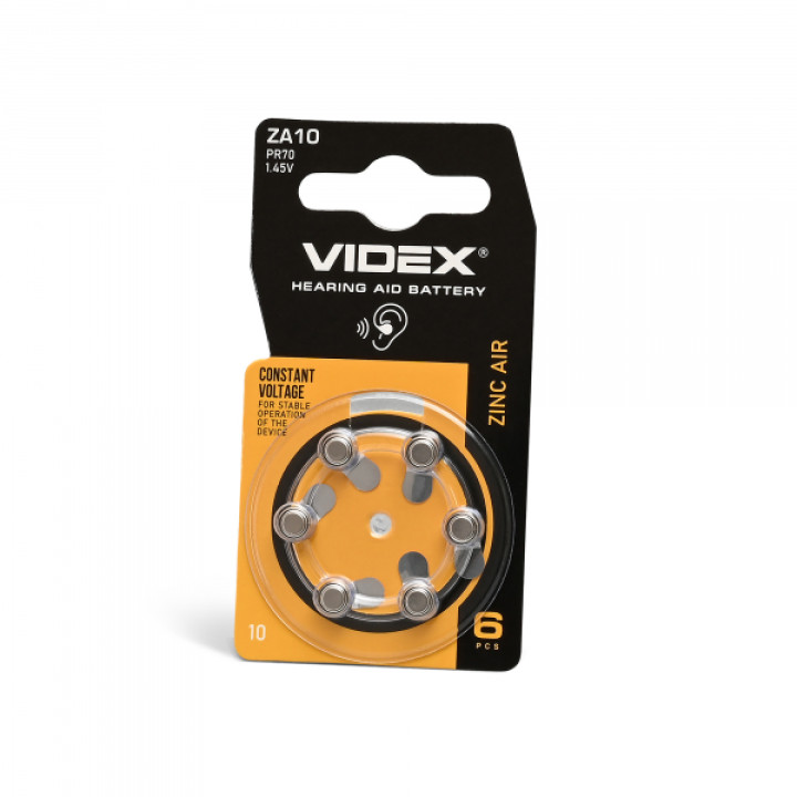 Батарейка повітряно цинкова Videx ZA10 (PR70) BLISTER 6 ціна за 1 шт · VIDEX · 24216