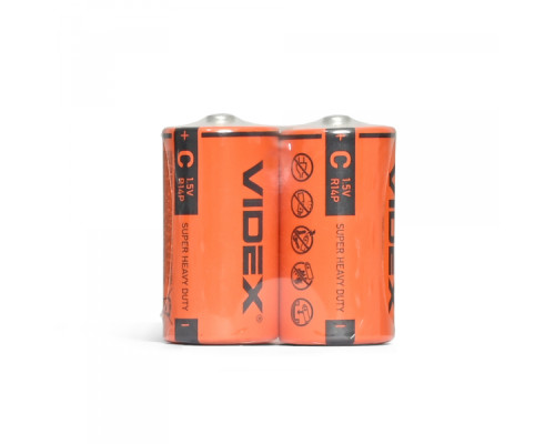 Батарейка сольова Videx R14P/C 2шт SHRINK
