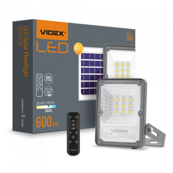 LED прожектор автономний VIDEX 600Lm 5000K · VIDEX · 25742