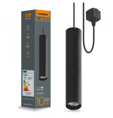 LED світильник підвісний трековий VIDEX 10W 4100K чорний