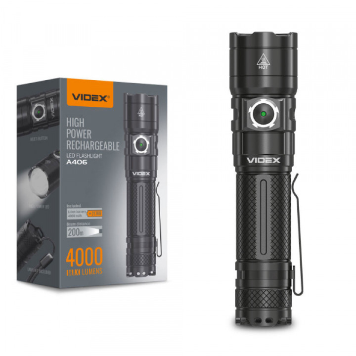 Портативний світлодіодний ліхтарик VIDEX VLF-A406 4000Lm 6500K · VIDEX · 26566
