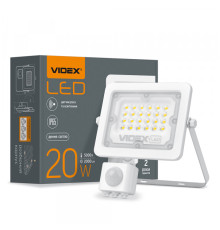LED прожектор VIDEX F2e 20W 5000K з датчиком руху та освітленості