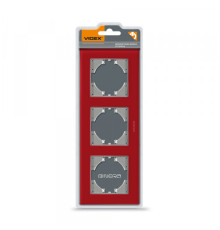 Рамка червоне скло на 3 місця горизонтальна VIDEX BINERA