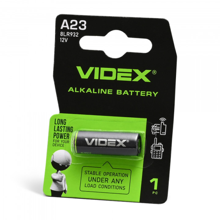 Батарейка лужна Videx А23/Е23А 1шт BLISTER CARD · VIDEX · 24236