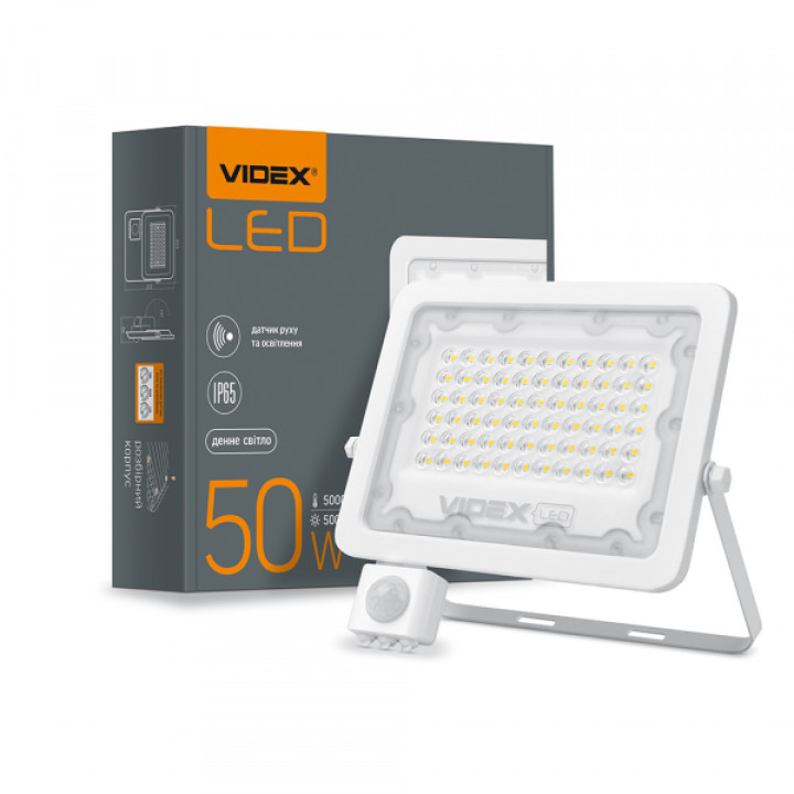 LED прожектор VIDEX F2e 50W 5000K з датчиком руху та освітленості · VIDEX · 26266