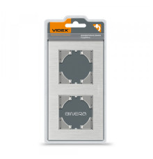 Рамка срібний алюміній на 2 місця горизонтальна VIDEX BINERA