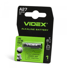 Батарейка лужна Videx А27 1шт BLISTER CARD