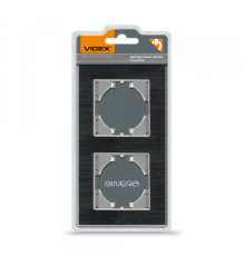 Рамка чорний алюміній на 2 місця горизонтальна VIDEX BINERA