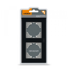 Рамка чорне скло на 2 місця горизонтальна VIDEX BINERA