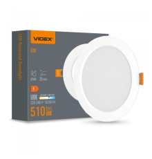 LED світильник Back вбудований круглий VIDEX 6W 5000K