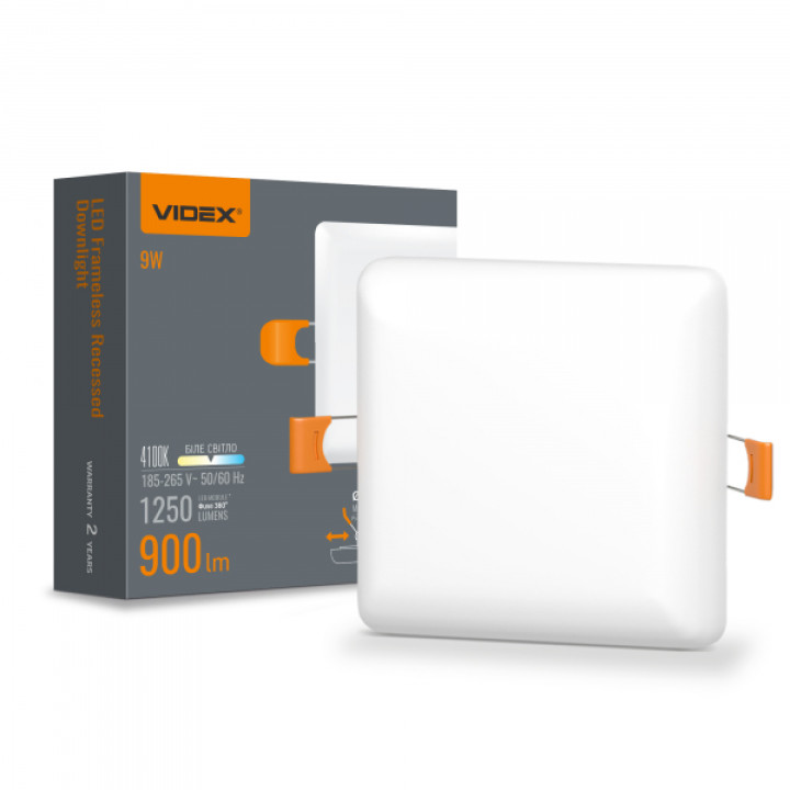LED світильник безрамковий квадратний VIDEX 9W 4100K · VIDEX · 25141