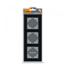 Рамка чорне скло на 3 місця горизонтальна VIDEX BINERA