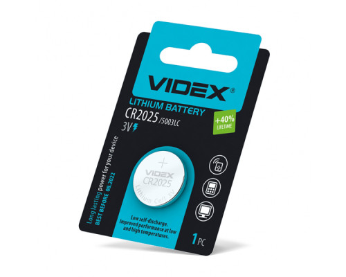 Батарейка літієва Videx CR2025 1шт BLISTER CARD