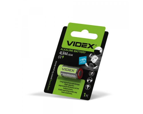 Батарейка лужна Videx 4LR44/A544  1шт BLISTER
