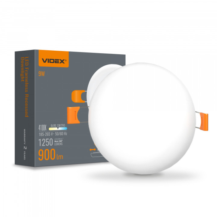 LED світильник безрамковий круглий VIDEX 9W 4100K · VIDEX · 25138