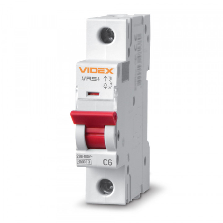 Автоматичний вимикач RS4 1п 6А 4,5кА С VIDEX RESIST · VIDEX · 26502