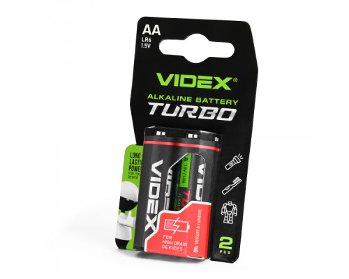 Батарейка лужна Videx LR6/AA Turbo 2шт BLISTER